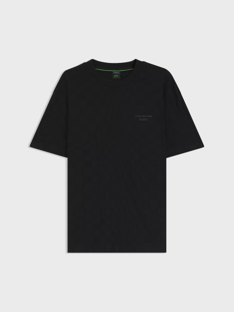 Черная футболка BOSS из жаккардового хлопка: фото - Invogue