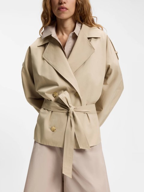 Бежевый плащ BOSS из хлопкового поплина: фото 4 - Invogue