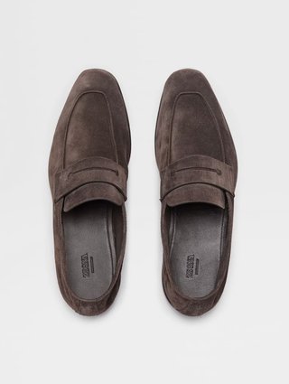 Коричневые лоферы ZEGNA из кожи: фото 3 - Invogue