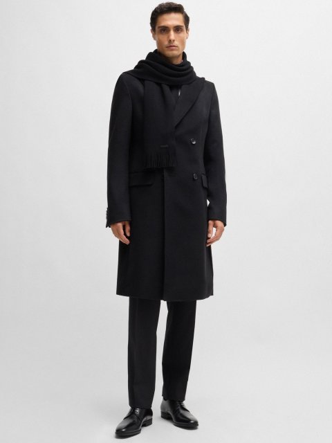 Черный шарф BOSS из натуральной шерсти: фото 2 - Invogue