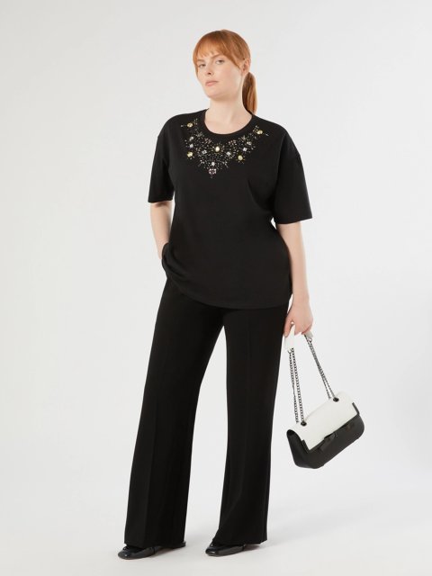 Черная футболка MARINA RINALDI трикотажная: фото 1 - Invogue