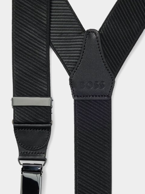 Черные подтяжки BOSS с кожаными деталями: фото 4 - Invogue