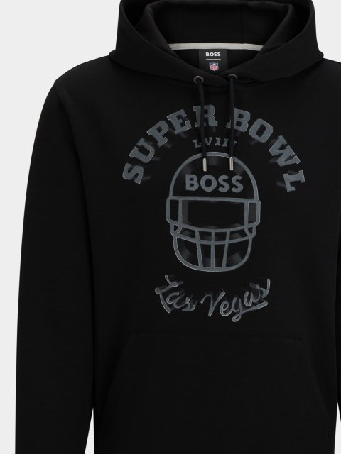 Черное худи BOSS с принтом коллекции BOSS x NFL: фото 1 - Invogue