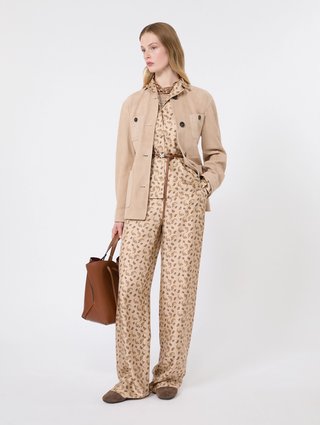 Бежеві брюки з принтом Max Mara з шовку: фото 1 - Invogue