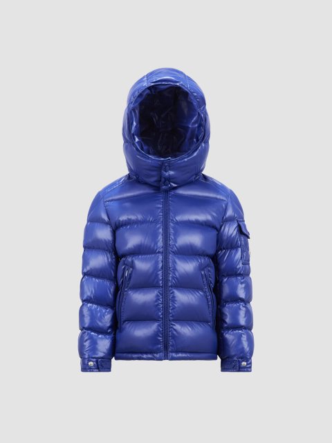 Синій стьобаний пуховик MONCLER: фото - Invogue