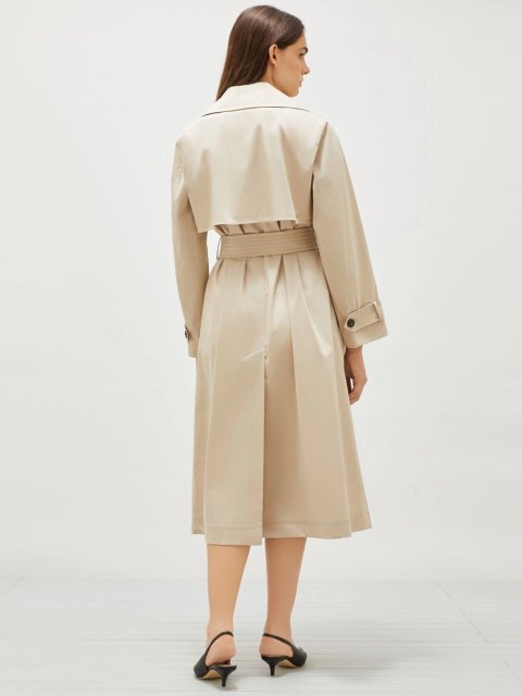 Бежевый плащ Marella двубортный: фото 2 - Invogue