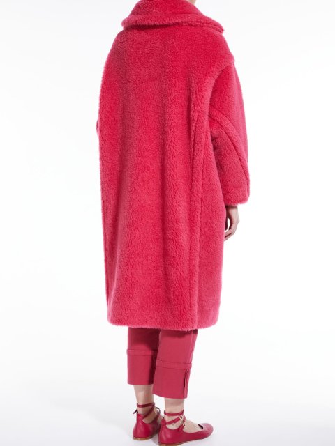 Малинове пальто Teddy oversize Max Mara з бленду альпаки та шовку: фото 2 - Invogue