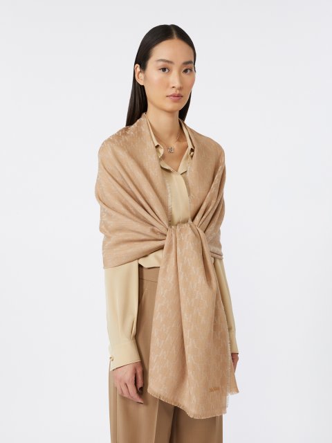 Темно-бежевий шарф MAX MARA з вовняної пряжі: фото 1 - Invogue