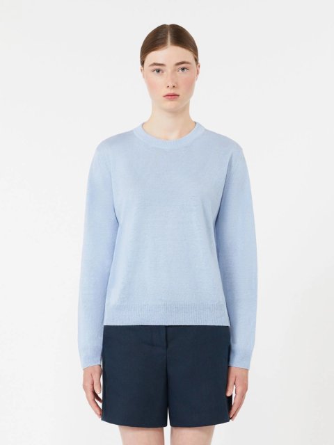 Блакитний светр Max Mara з льону: фото 2 - Invogue