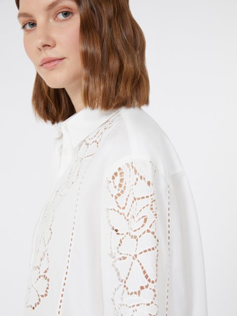 Белая рубашка WEEKEND MAX MARA из хлопкового поплина: фото 5 - Invogue