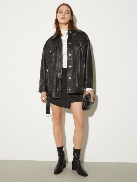 Чорна куртка Max&Co шкіряна: фото 1 - Invogue