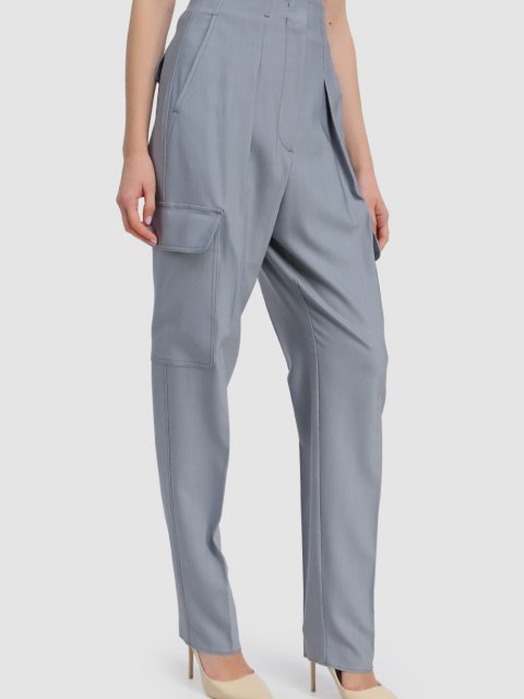 Серые брюки SPORTMAX: фото 3 - Invogue