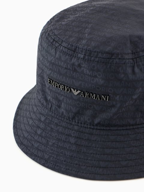Темно-синя панама Emporio Armani з логотипом: фото 3 - Invogue