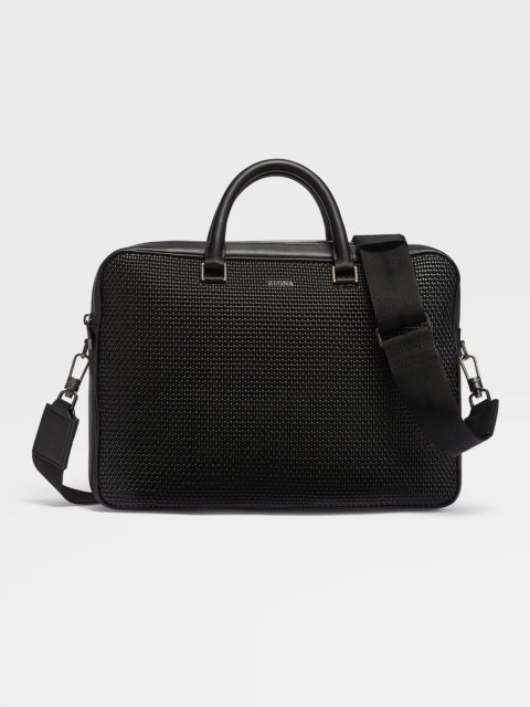 Чорна ділова сумка Zegna Edgy зі  шкіри наппа: фото - Invogue