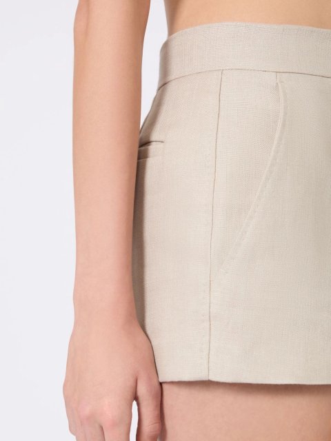 Бежевые шорты Max Mara из чистого льна: фото 4 - Invogue