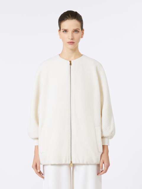 Біла в'язана куртка MAX MARA з вовни та кашеміру: фото 2 - Invogue
