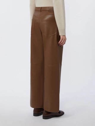Коричневые брюки MAX MARA из экокожи: фото 3 - Invogue