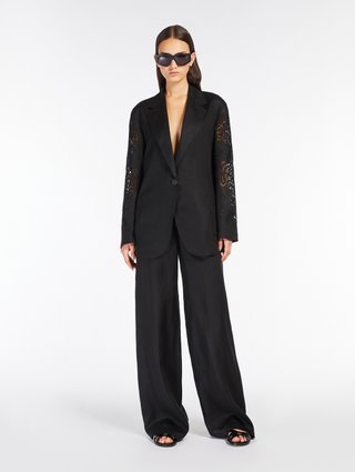 Черные брюки Max Mara льняные: фото 1 - Invogue