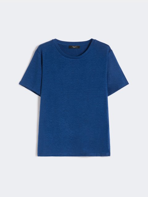 Синяя футболка Weekend Max Mara из льна и эластана: фото - Invogue