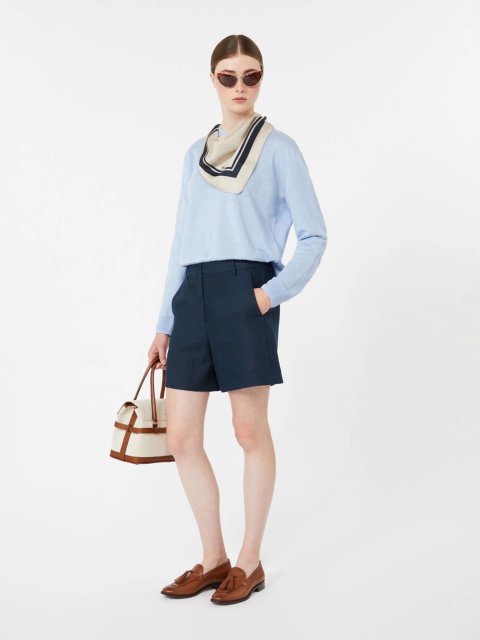 Блакитний светр Max Mara з льону: фото 1 - Invogue