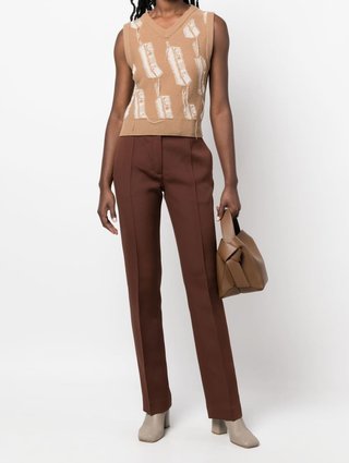 Коричневые брюки Acne Studios с высокой талией: фото 4 - Invogue