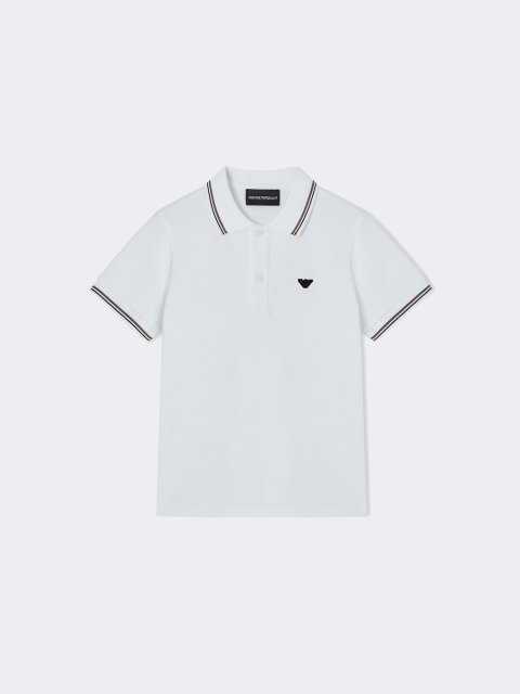 Поло из эластичного пике Emporio Armani Kids: фото - Invogue