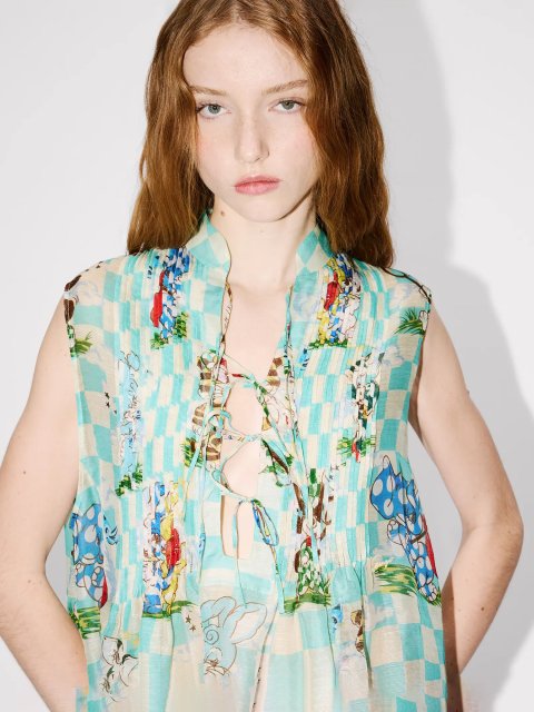 Топ з принтом Kenzo з льону та шовку: фото 4 - Invogue