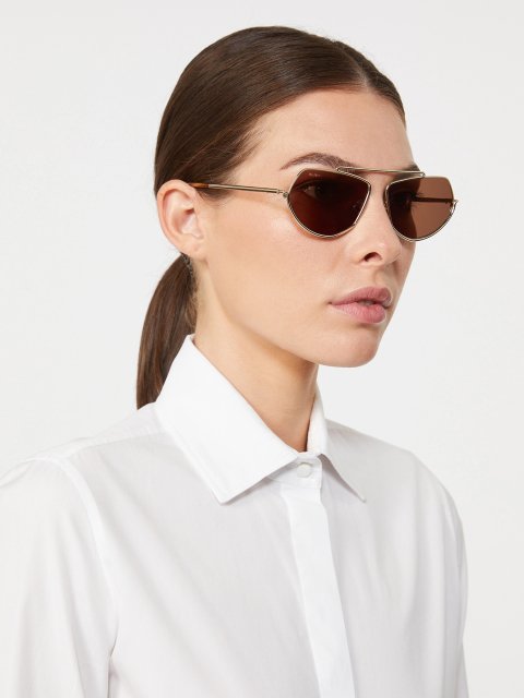 Коричневі сонцезахисні окуляри MAX MARA металеві: фото 1 - Invogue