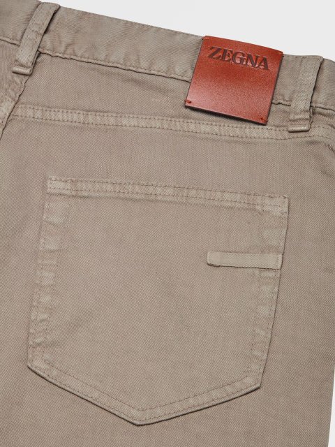 Бежеві джинси ZEGNA з суміші льону та бавовни: фото 1 - Invogue