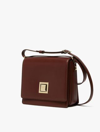 Бордовая сумка MAX MARA из кожи с металлической застежкой: фото 2 - Invogue