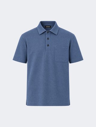 Синее поло ZEGNA из хлопка: фото - Invogue