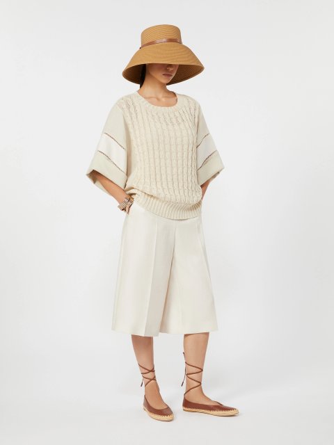 Бежевий светр Max Mara з льону з фактурною в’язкою: фото 1 - Invogue