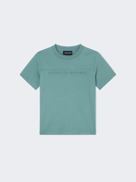 Ізумрудна футболка EMPORIO ARMANI KIDS з бавовни: фото - Invogue
