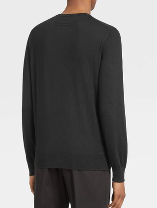Чорний джемпер Zegna з бленду кашеміру та шовку: фото 2 - Invogue