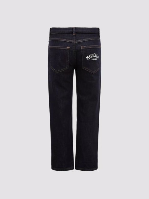 Темно-синие джинсы Moncler с вышитым логотипом: фото 2 - Invogue