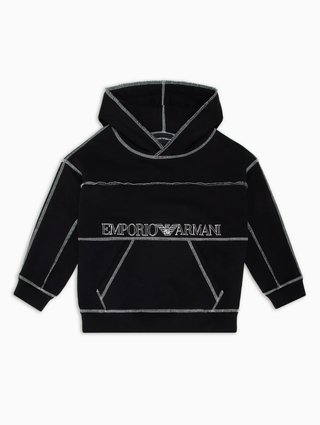 Чорне худі EMPORIO ARMANI з контрастним логотипом: фото - Invogue