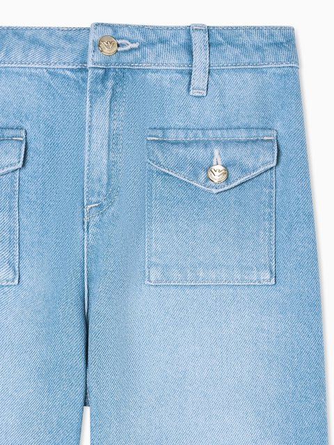 Джинси з деніму з ліоцеллом з накладними кишенями Emporio Armani Kids: фото 3 - Invogue