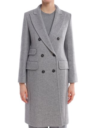 Серое пальто WEEKEND MAX MARA: фото 3 - Invogue