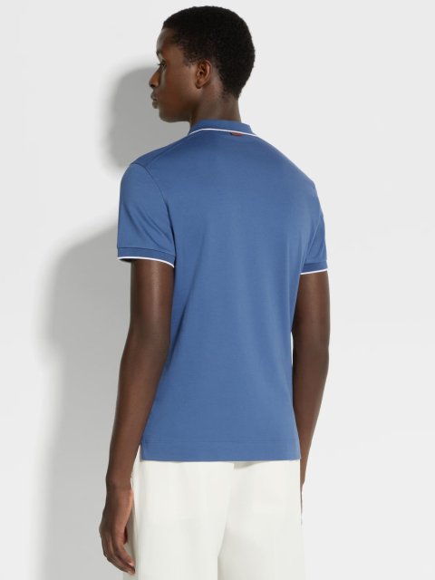 Синее поло ZEGNA с логотипом: фото 2 - Invogue