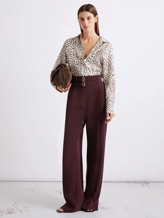 Бордовые брюки Marella из ацетата и полиэстера: фото 1 - Invogue