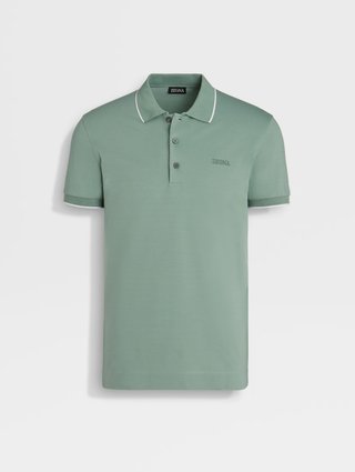 Зеленое поло ZEGNA с логотипом: фото - Invogue
