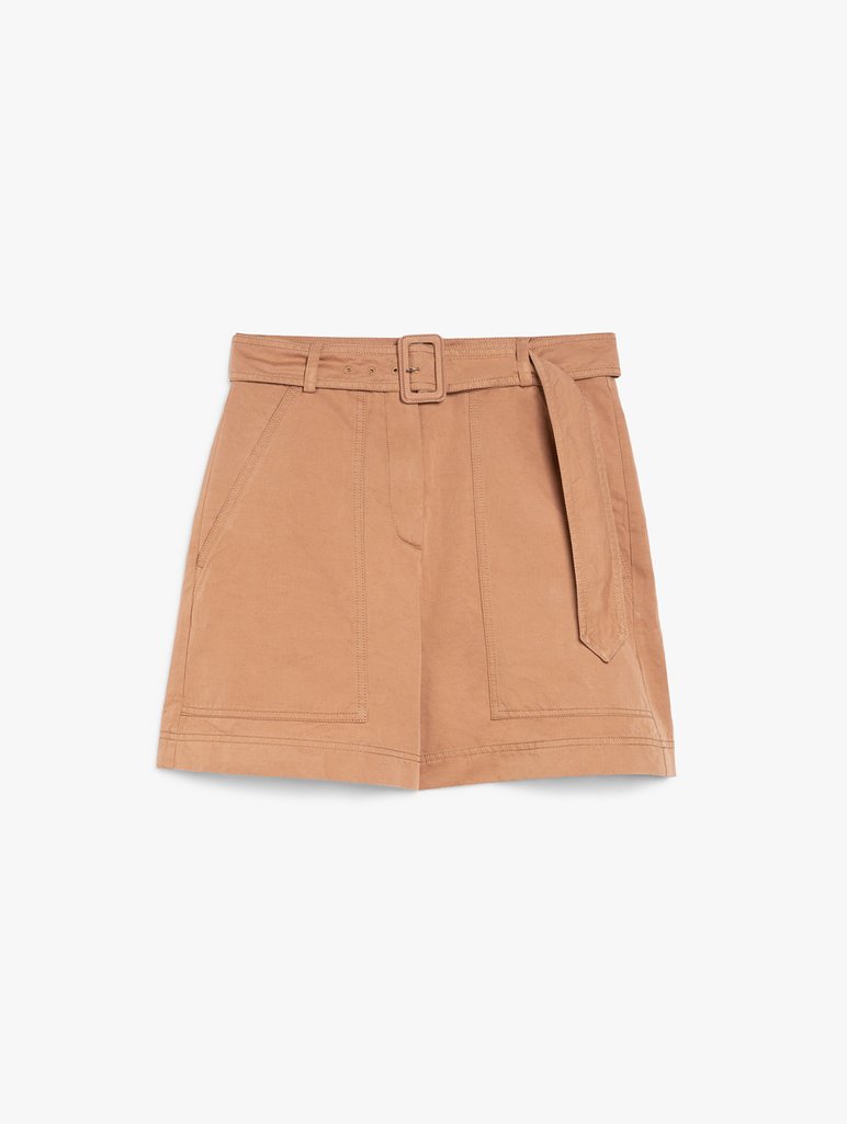 Бежевые бермуды Weekend Max Mara из хлопка и льна: фото - Invogue