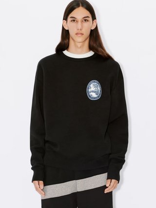 Черный свитер KENZO с длинным рукавом из хлопка: фото 1 - Invogue