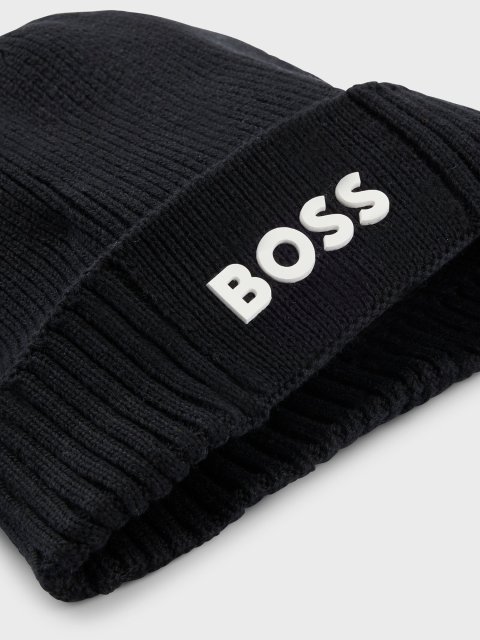Черная шапка BOSS из натуральной шерсти: фото 4 - Invogue