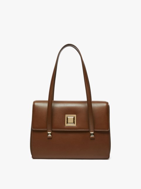 Коричневая сумка MAX MARA квадратной формы из кожи: фото - Invogue