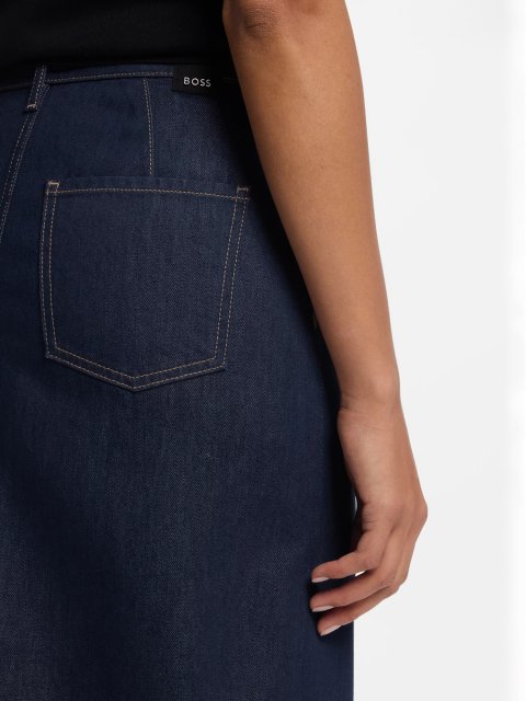 Темно-синяя юбка BOSS из смеси хлопка: фото 4 - Invogue