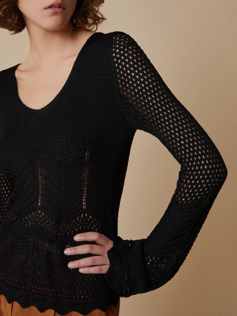 Черный свитер PennyBlack с вязаным узором: фото 4 - Invogue