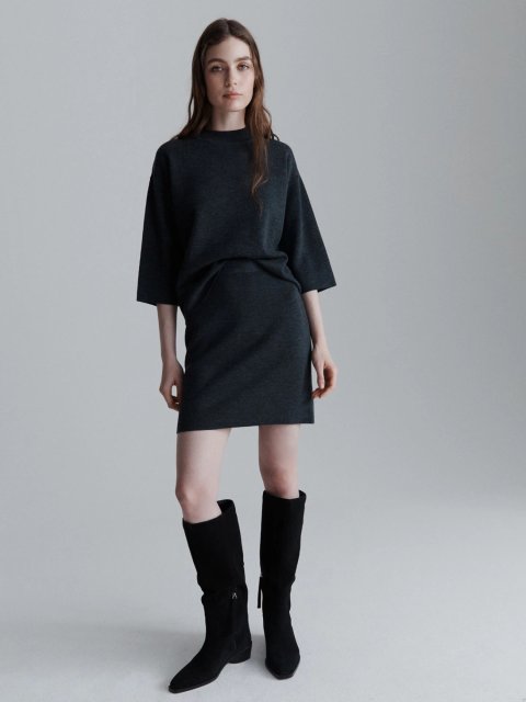 Темно-серый свитер MARELLA из чистой шерсти: фото 1 - Invogue