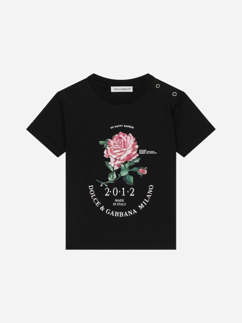 Чорна футболка Dolce&Gabbana з квітковим принтом: фото - Invogue