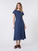 Темно-синя сукня з поясом Weekend Max Mara з льону: фото 1 - Invogue